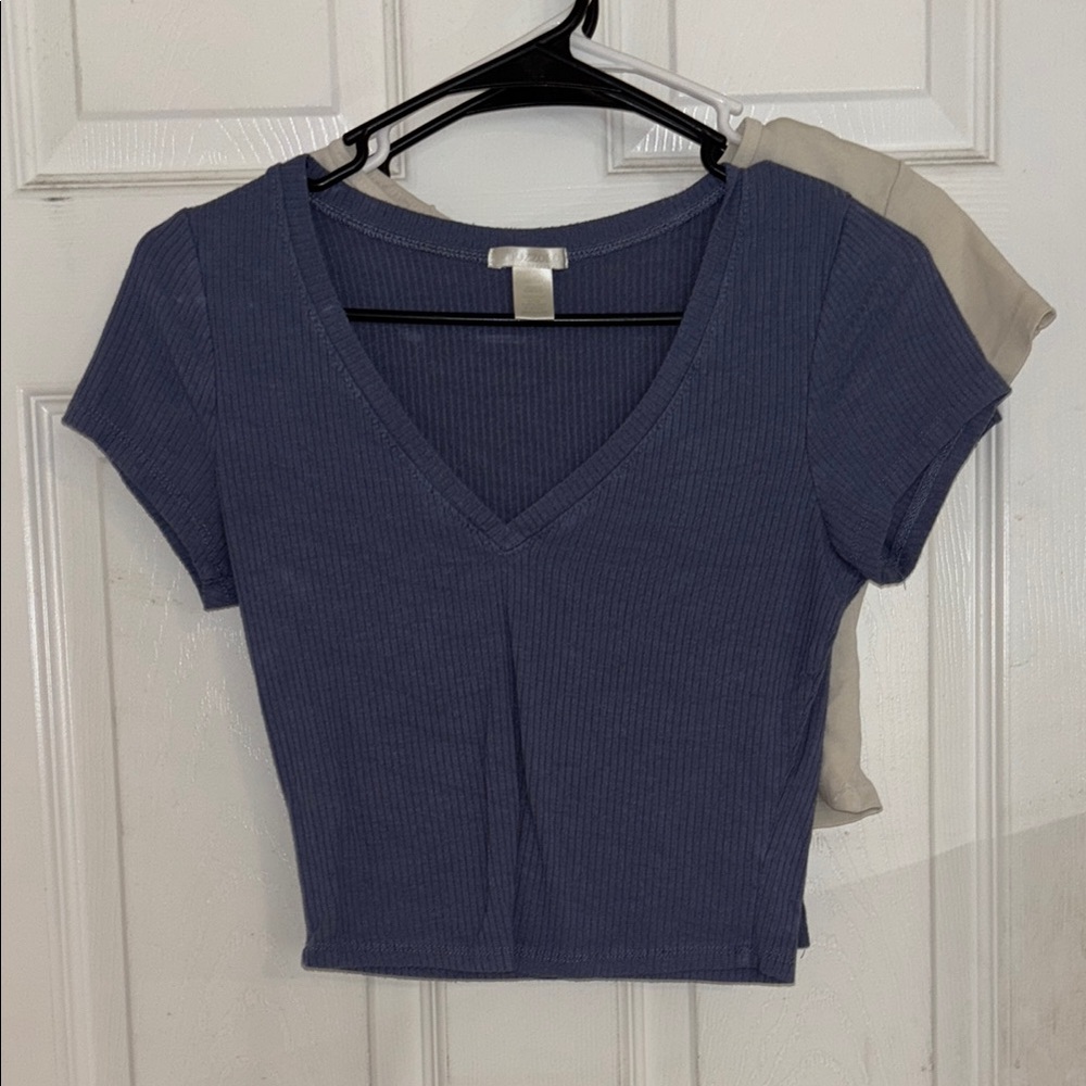 Bozzolo Blue Crop Fitted Short Sleeve T-Shirt